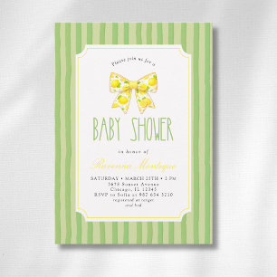 Invitation Baby-Shower Citron Ruban Citron Vert Rayé Tendance