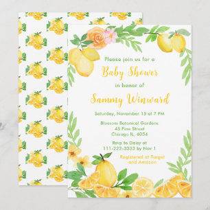 Invitation Baby Shower Citrons et Feuillage