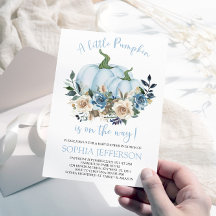 Invitation Baby shower Citrouille bleu