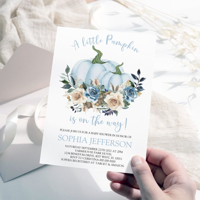 Invitation Baby shower Citrouille bleu (Créateur téléchargé)