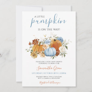 Invitation Baby shower Citrouille bleu garçon