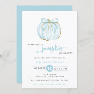 Invitation Baby shower citrouille Blue Bow Boy