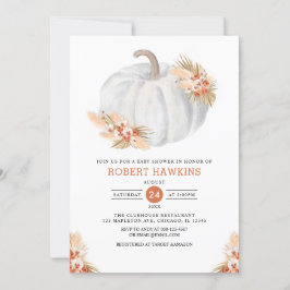 Invitation Baby shower Citrouille Boho Pampas