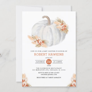 Invitation Baby shower Citrouille Boho Pampas