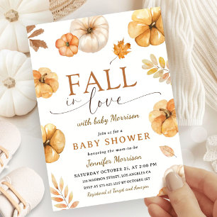 Invitation Baby shower citrouille chute dans l'amour Neutre g