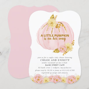 Invitation Baby shower citrouille Couples, Rose Gold Elegant