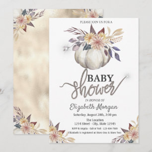 Invitation Baby shower Citrouille d'aquarelle