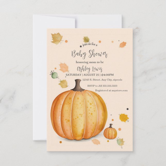 Invitation Baby shower Citrouille d'automne (Devant)