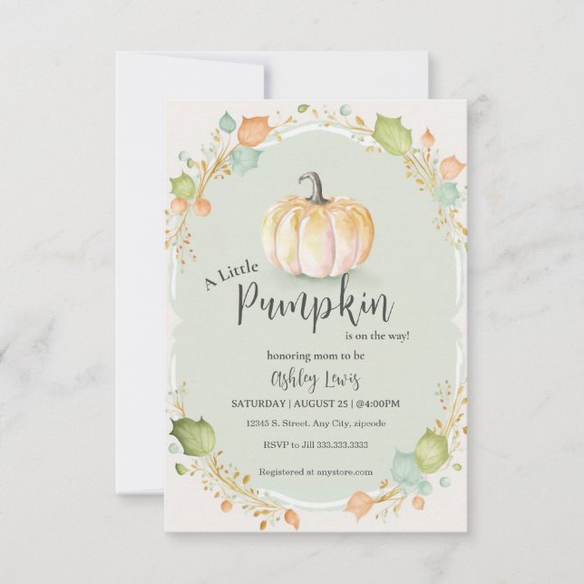 Invitation Baby shower Citrouille d'automne (Devant)