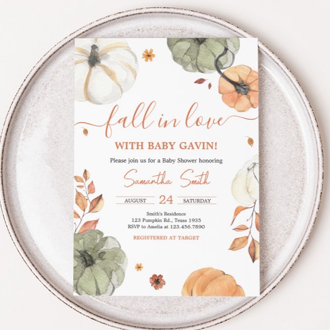 Invitation Baby shower Citrouille de Fall in Love (Pumpkin Baby Shower Invitation)