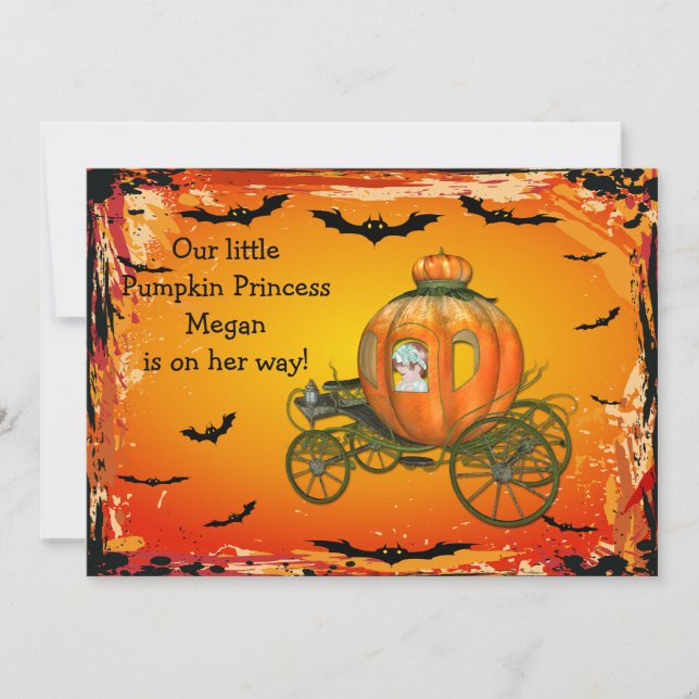 Invitation Baby shower Citrouille de la princesse Halloween (Devant)