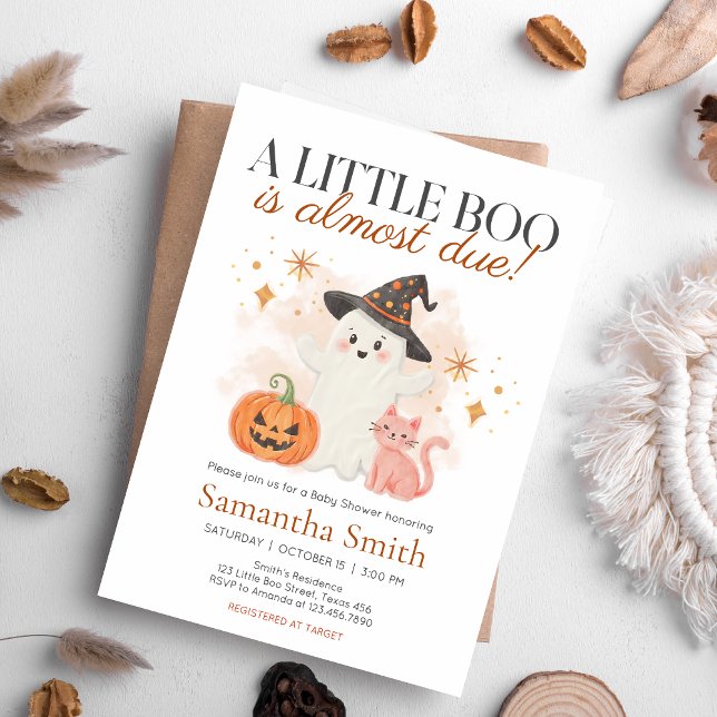 Invitation Baby shower Citrouille de Little Boo Halloween (Halloween Little Boo Baby Shower Invitation)