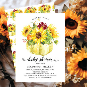 Invitation Baby shower Citrouille de tournesols d'automne