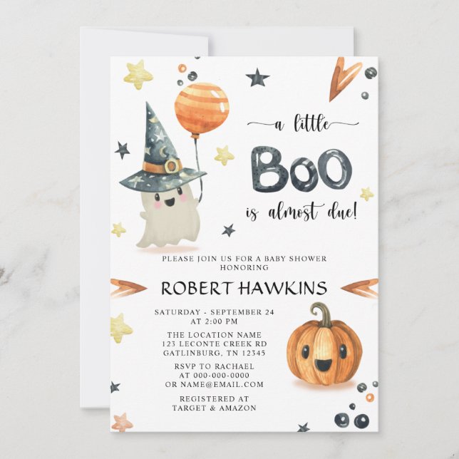 Invitation Baby shower Citrouille d'Halloween (Devant)