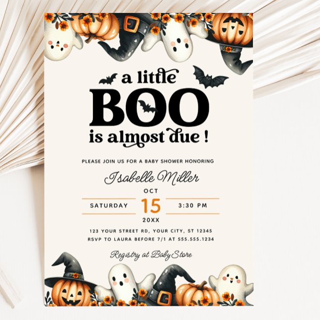Invitation Baby shower Citrouille d'Halloween Little Boo Fall (Halloween Little Boo Fall Pumpkin Baby Shower Invitation)