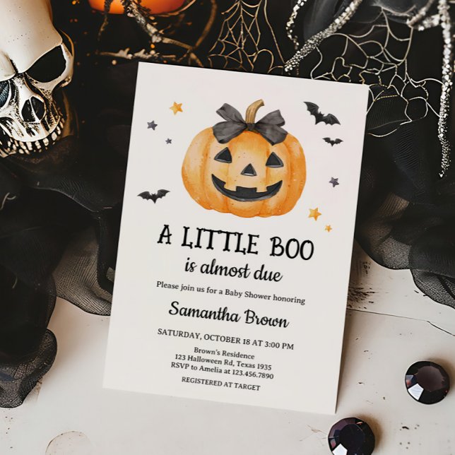 Invitation Baby shower Citrouille Éffrayant Little Boo (Spooky Little Boo Pumpkin Baby Shower Invitation)