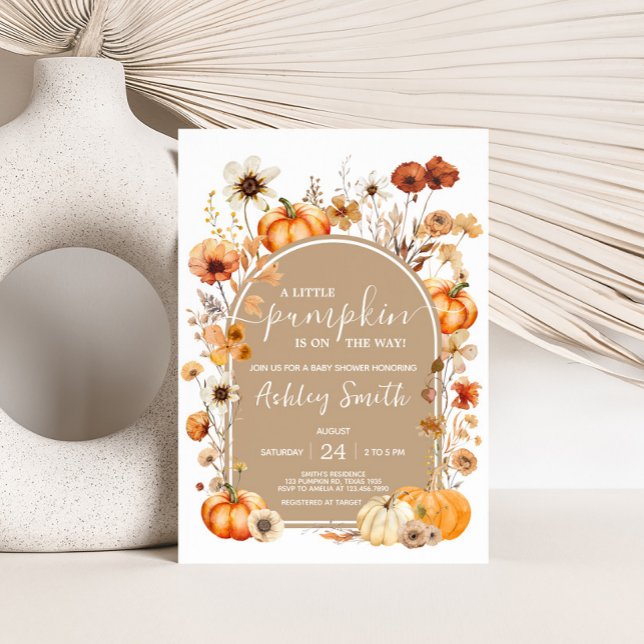 Invitation Baby shower Citrouille fleur sauvage (Wildflower Pumpkin Baby Shower Invitation
)