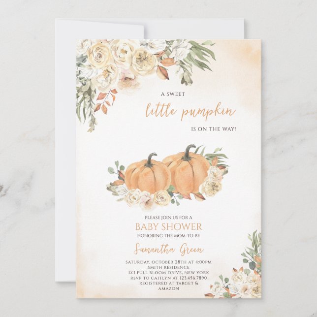 Invitation Baby shower Citrouille non sexiste (Devant)