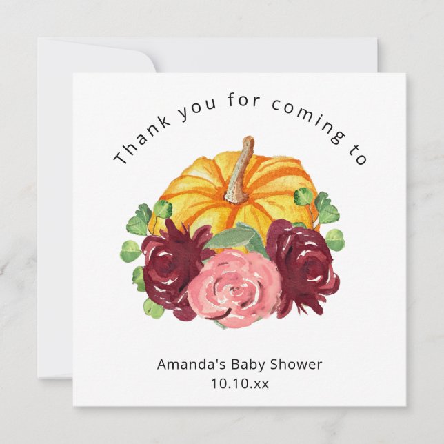 Invitation Baby shower Citrouille orange aquarelle (Devant)