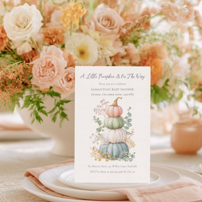 Invitation Baby shower Citrouille Pastel Fall (Créateur téléchargé)