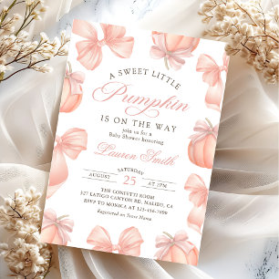 Invitation Baby shower Citrouille Pink Bow Little