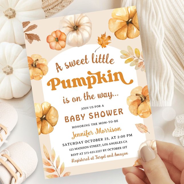 Invitation Baby shower citrouille Rétro Automne Neutre hommes (Créateur téléchargé)
