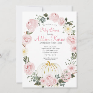 Invitation Baby shower Citrouille rose