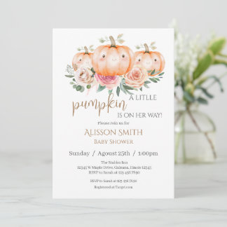 Invitation Baby Shower Citrouille Rose