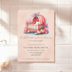 Invitation Baby shower Citrouille rose aquarelle Floral & Boh