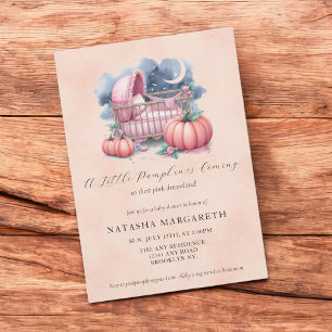 Invitation Baby shower Citrouille rose aquarelle Floral & Boh