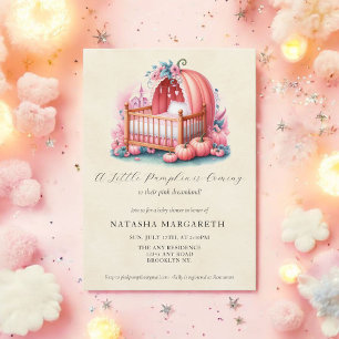 Invitation Baby shower Citrouille rose aquarelle Floral & Boh