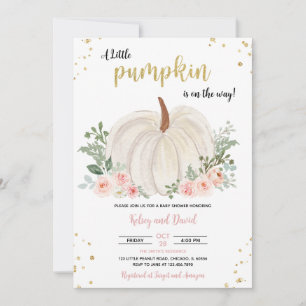 Invitation Baby shower Citrouille rose et or fille