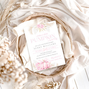 Invitation Baby shower Citrouille rose fille Floral Bow