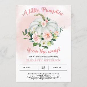 Invitation Baby shower citrouille rose pâle