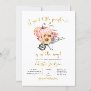 Invitation Baby shower Citrouille rose Tournesol
