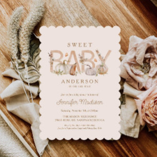 Invitation Baby shower Citrouille rustique