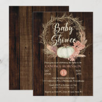 Baby shower - Citrouille rustique Pampas Wreath