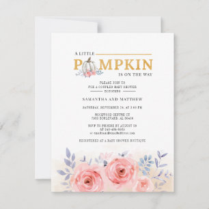 Invitation Baby Shower Citrouille Thème Floral pour Futurs Pa