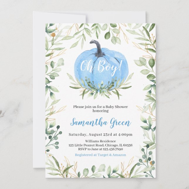 Invitation Baby shower Citrouille verdoyant (Devant)