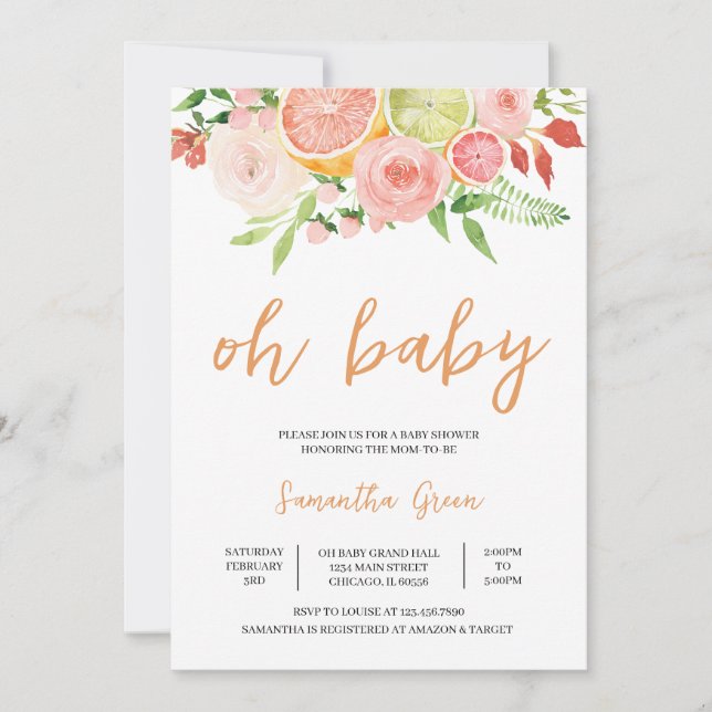 Invitation Baby shower Citrus (Devant)
