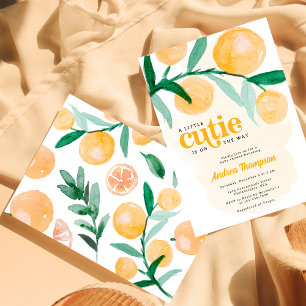 Invitation Baby shower Citrus Orange Little Cutie