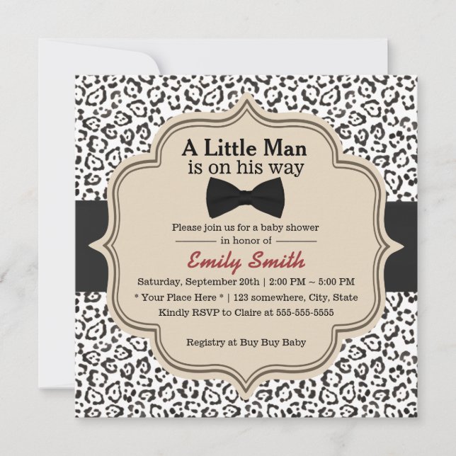 Invitation Baby shower classique Cravate de neige Empreinte d (Devant)