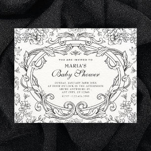 Invitation Baby shower classique floral vintage