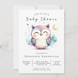 Invitation Baby shower classique moderne de hibou
