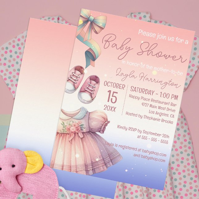 Invitation Baby shower classique Pastel Rose de charme (Créateur téléchargé)