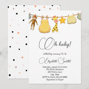 Invitation Baby shower classique pour bébé et pois neutres se