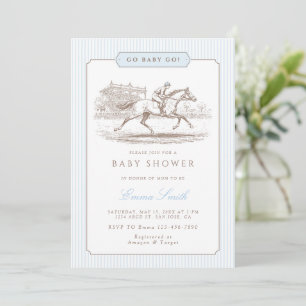 Invitation Baby Shower Classique Préparatoire Blue Go Baby Go