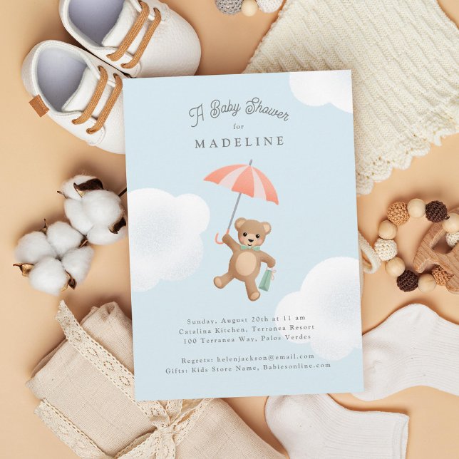 Invitation Baby shower classique Teddy Bear Pastel (Créateur téléchargé)