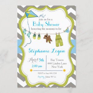 Invitation Baby shower Clothesline