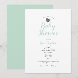 Invitation Baby shower Coeur de cailloux / Saupoudrer